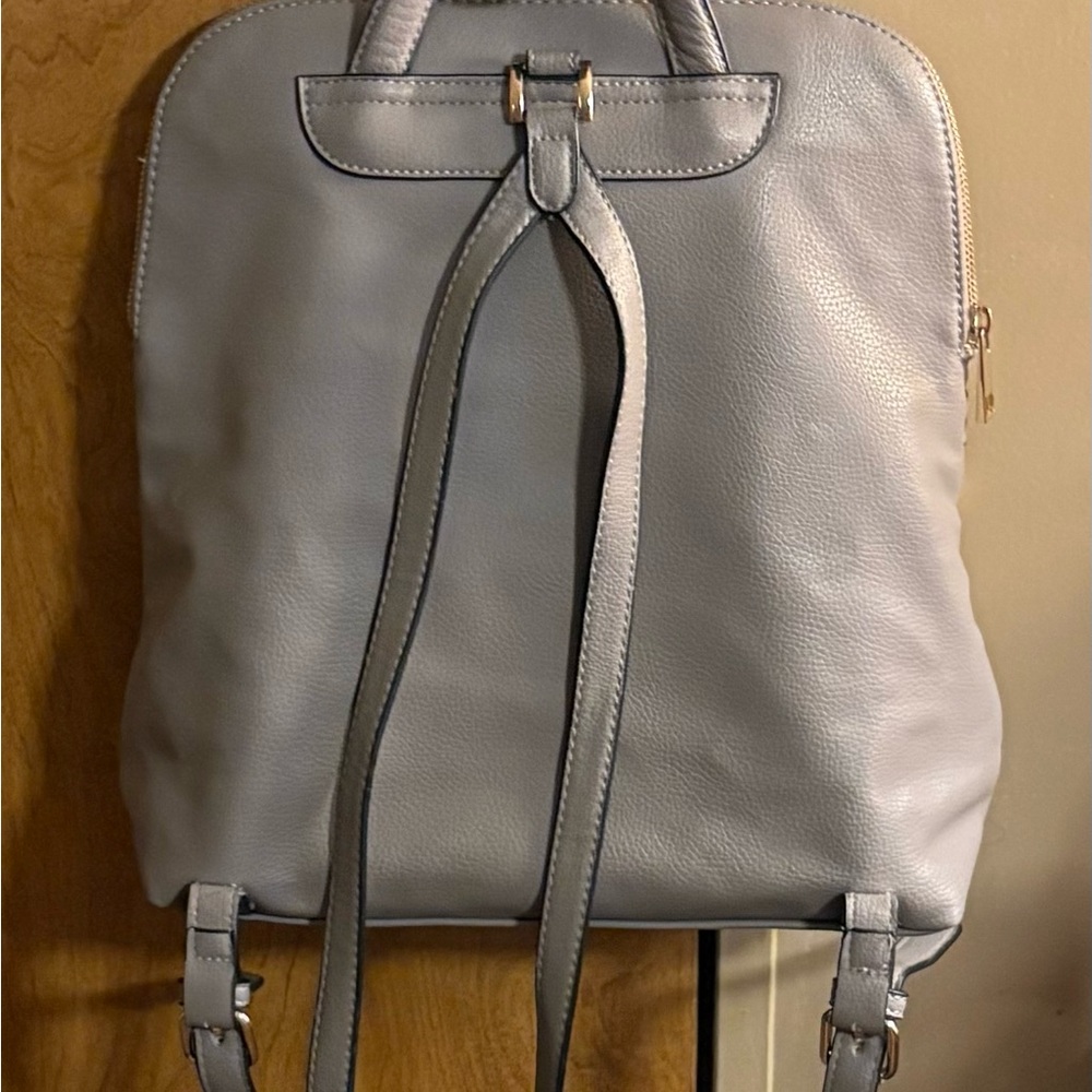 Gray Leather Backpack Purse - image 2